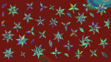 Kırmızı renkte çiçekler. Raster illüstrasyonu. Küçük çiçekte sevimli çiçek deseni var..