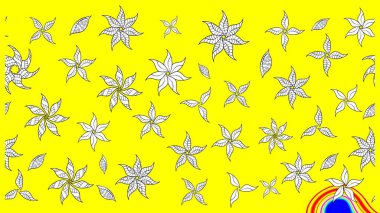 Arkaplan dokusu, duvar kağıdı, sarı renkli çiçek teması. Kabile sanatı boho baskısı, klasik çiçek arkaplanı. Soyut etnik raster çizim kalıbı.