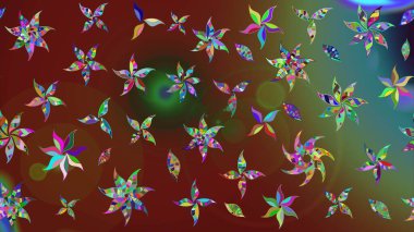 Kahverengi renkli etnik çiçeklerin olduğu zarif bir eskiz modeli. Asya Tekstil 'inde Raster Çiçek İllüstrasyonu.