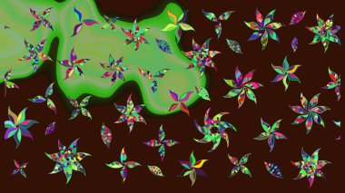 Kahverengi renkli çiçekler. Çiçek desenli eskiz. Tişört baskısı için çiçek boyama rasteriName.