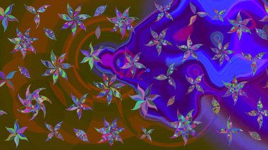 Moda baskıları için zarif bir şablon. Robot resim. Motley illüstrasyonu. Çiçekli yaz çiçekleri. Küçük renkli çiçekler. Küçük çiçekte şirin desenler.