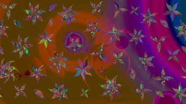 Şirin çiçek elementleri. Düz Çiçek Elementleri Tasarımı. Taslak desenli, modaya uygun kumaş deseni. Raster illüstrasyonu. Renkli Bahar Teması çizim şablonu.