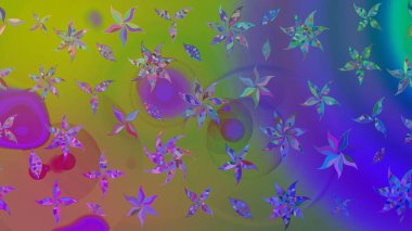 Moda baskıları için zarif bir şablon. Motley illüstrasyonu. Çiçekli yaz çiçekleri. Küçük renkli çiçekler. Robot resim. Küçük çiçekte şirin desenler.