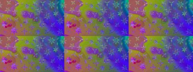 Mor renkli bitkilerden oluşan parlak çiçekli çizim deseni.