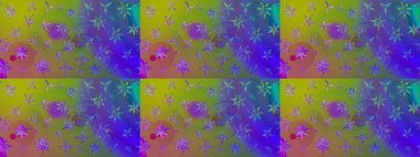 Yeşil çiçekli bahar çiçekleri. Moda baskıları için zarif bir şablon. Motley illüstrasyonu. Küçük renkli çiçekler. Küçük çiçekte şirin desenler.