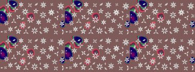 Doodle çiçekler ve dalları, otlar ve çiçekler. Elle çizilmiş. Raster resim. Güzel kumaş deseni.