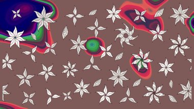 Çiçek deseni. Chichi 'nin kumaş kalıbını çiz. Düz Çiçek Elementleri Tasarımı. Raster illüstrasyonu. Renkli Bahar Teması çizim şablonu.