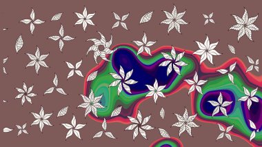 Küçük çiçekteki sevimli çiçek deseni. Raster illüstrasyonu. Kahverengi renkte çiçekler.