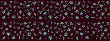 Raster illüstrasyonundaki çiçek desenli çizim. Güzel kumaş deseni. Raster illüstrasyonu. Kahverengi renklerde.