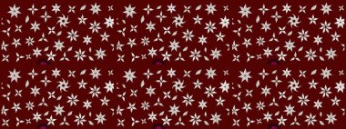 Düz Çiçek Elementleri Tasarımı. Renkli Bahar Teması eskiz kalıbı. Raster illüstrasyonundaki çiçek desenli çizim. Kırmızı renkte çiçekler.