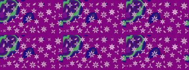 Raster suluboya çiçek deseni, narin çiçekler, mor çiçekler, tebrik kartı şablonu. Güzel kumaş deseni.