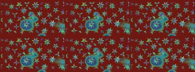 Sketch Colour Spring Theme eskiz kalıbı. Düz Çiçek Elementleri Tasarımı. Kırmızı renkte çiçekler. Sevimli çiçek raster deseni.