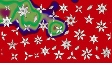 Kırmızı çiçekli eskiz deseni, suluboya çiçek deseni, sevimli çiçek, duvar kağıdı, kart ya da kumaş için fayanslı. Raster - stok.