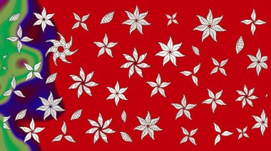 Kibarca, kırmızı renkte bahar çiçekleri. Raster illüstrasyonu. Raster çiçek desenli ve çiçekli..