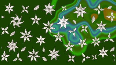 Tekstil için figür. Yapraklı çizim şekli. Davetiye ve kartpostal tasarımı için dekoratif çiçek unsurları. Poster ya da kapak için arka plan. Sevimli zarif çiçekler Raster illüstrasyonu.