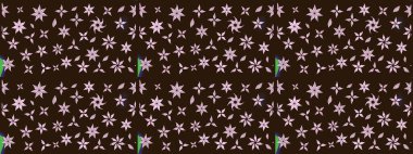 Moda baskıları için zarif bir şablon. Modern çiçek arkaplanı. Halk tarzı. Parlak renkli çiçekleri ve kahverengi yaprakları olan harika bir çiçek deseni..