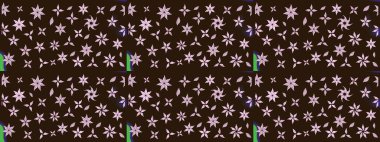 Düz Çiçek Elementleri Tasarımı. Şirin çiçek elementleri. Renkli Bahar Teması eskiz kalıbı. Taslak desenli, modaya uygun kumaş deseni. Raster illüstrasyonu.