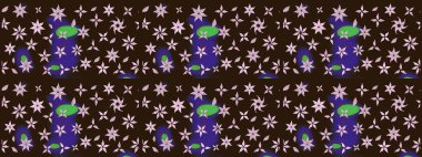 Raster illüstrasyonu. Kahverengi renklerde. Kahverengi renkte kahverengi papatya deseni.