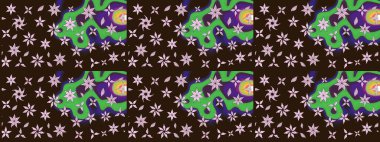 Hediye ambalaj kağıdı, tebrik kartları, posterler ve pankart tasarımı. Raster düz çiçek çizim deseni. Kahverengi renkte çiçekler.