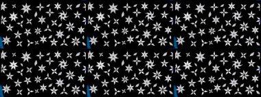 Siyah renkli çiçekler. Raster illüstrasyonu. El çizimi çiçekli soyut çizim deseni.