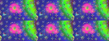 Mavi renkli çiçekler. Raster illüstrasyonunda çiçek deseni çizimi.