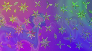 Mor renkli çiçekler suluboya tarzında. Raster illüstrasyonunda çiçek deseni çizimi.