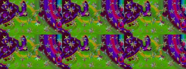 Parlak çiçekli yeşil renkler üzerine soyut çizim deseni. Küçük çiçekte hoş bir çiçek deseni var. Çiçek elementli zarif raster dokusu..