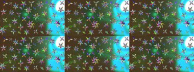 Düz Çiçek Elementleri Tasarımı. Sevimli çiçek raster deseni. Sketch Colour Spring Theme eskiz kalıbı. Yeşil renkte çiçekler.