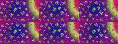 Robot resim. Raster illüstrasyonu. Şirin çiçek elementleri. Mor renkte çiçekler.