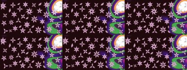 Renkli Yaz Temalı eskiz kalıbı. Modaya uygun kumaş deseni. Düz Çiçek Elementleri Tasarımı. Sevimli çiçek raster deseni.