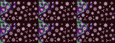 Raster illüstrasyonu. Çizim çiçek deseni duvar kâğıdı olarak kullanılabilir. Kahverengi renkte çiçekler.