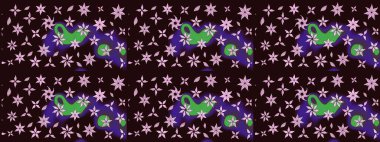 Modern çiçek arkaplanı. Parlak renkli çiçekleri ve kahverengi renkli yaprakları olan harika bir çiçek deseni. Moda baskıları için zarif bir şablon. Halk stili.