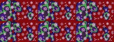 Raster illüstrasyonu. Kırmızı renkte çiçekler. Çiçek desenli eskiz, vuruşlar, sıçramalar, yaz çiçekleri..