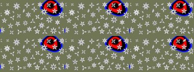 Yeşil renklerde. Çiçekli güzel suluboya desen. Raster illüstrasyonu.