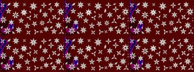 Küçük çiçekte güzel bir desen. Kırmızı çiçekli bahar çiçekleri. Moda baskıları için zarif bir şablon. Motley illüstrasyonu. Küçük renkli çiçekler..