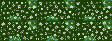 Yeşil renkli şirin tekstil. Çiçek arkaplan. Çiçek duvar kâğıdı. Raster illüstrasyonu. Renkli çizim deseni.