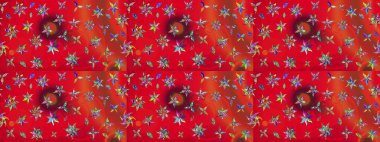 Raster illüstrasyonu. Kibarca, kırmızı renkte yaz çiçekleri. Küçük çiçekteki sevimli çiçek deseni. Raster deseni.