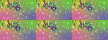 El çizimi. Raster illüstrasyonu. Çiçekli, yapraklı, çiçek desenli çizim..