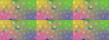 Yapraklı çiçekler ve doğal renklerde papatya çiçekleri. Eskiz arkaplan modeli. Raster - stok.