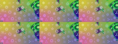 Renkli Bahar Teması eskiz kalıbı. Tarafsız renklerde çiçekler. Düz Çiçek Elementleri Tasarımı. Raster illüstrasyonunda çiçek deseni çizimi.