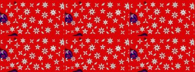 Düz Çiçek Elementleri Tasarımı. Renkli Bahar Teması eskiz kalıbı. Kırmızı renkte çiçekler. Raster illüstrasyonunda çiçek deseni çizimi.