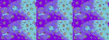 Raster suluboya çiçek deseni, narin çiçekler, menekşe çiçekleri, tebrik kartı şablonu. Raster Güzel kumaş deseni.