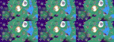 El çizimi, soyut ve süslü elementler. Yaz çiçekleri teması. Klasik çiçekler. Mavi renkler. Suluboya resim taklit Raster illüstrasyonu.