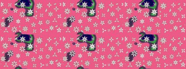 Raster deseni. Pembe renklerde. Soyut çiçek çizim kalıbı arka planı. Raster illüstrasyonu. Küçük çiçekte sevimli çiçek deseni var..