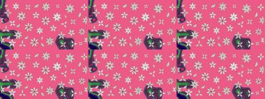 Raster illüstrasyonundaki çiçek desenli çizim. Suluboya tarzında pembe renkte çiçekler.