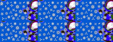 Çiçek desenli eskiz, darbeler, sıçramalar, yaz çiçekleri. Mavi renkli çiçekler. Raster illüstrasyonu.