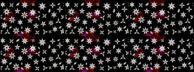 Çiçeksel fantezi tasarımı ve parlak bir arka plan çizimi. Düz Çiçek Elementleri Tasarımı. Renkli Bahar Teması çizim şablonu.