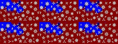 Kırmızı renklerde. Raster illüstrasyonu. Kırmızı renkte kırmızı papatya deseni.