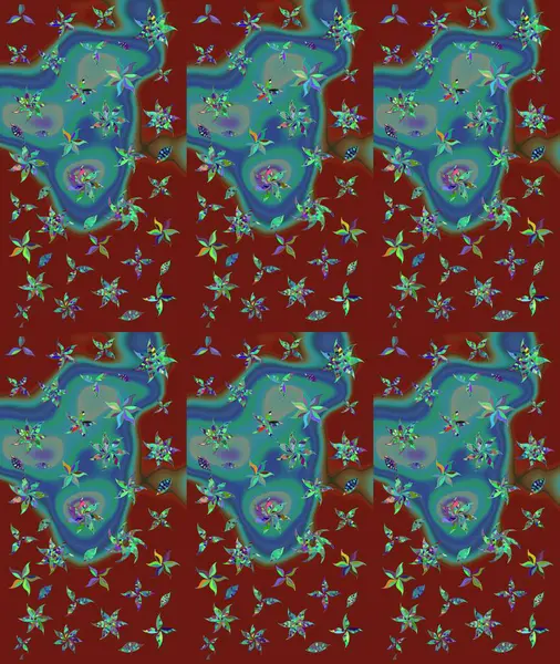 Raster çiçek izi. Klasik taslak çizimi. Çiçek kırmızısı çizim deseni.