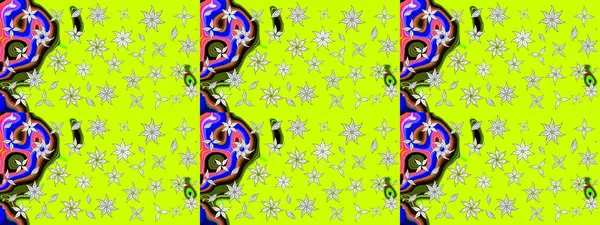 Düz Çiçek Elementleri Tasarımı. Renkli Bahar Teması eskiz kalıbı. Chichi 'nin kumaş kalıbını çiz. Çiçek deseni. Raster illüstrasyonu.